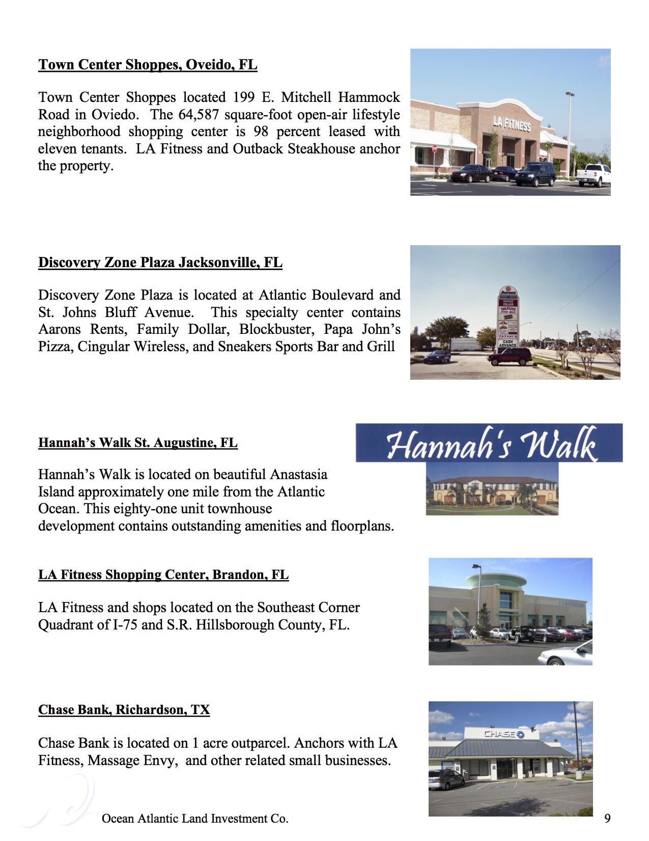 A page of various locations with information about each.